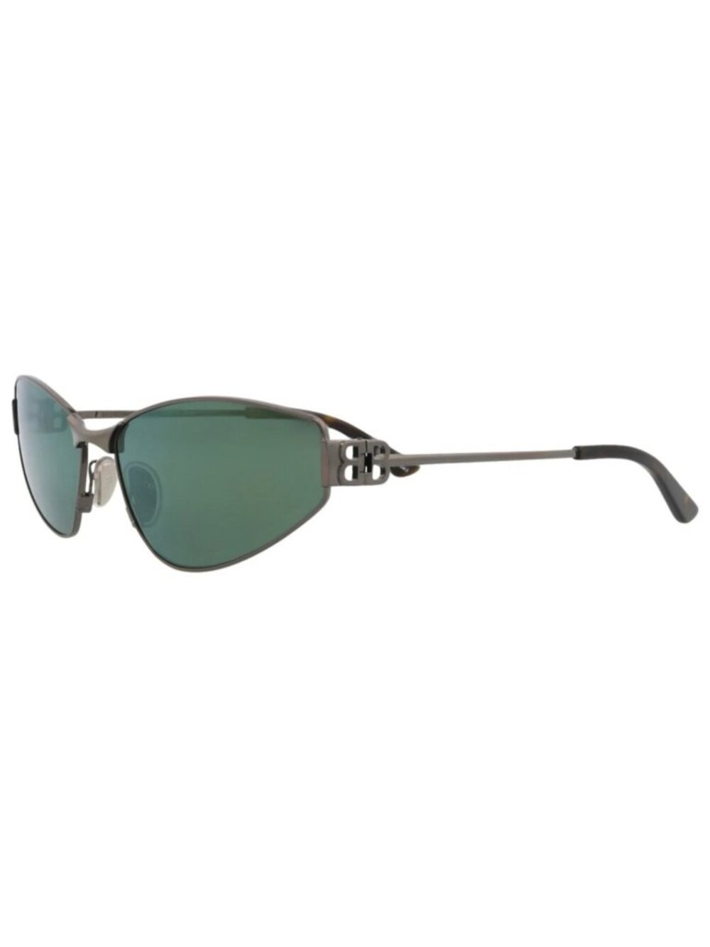 New Balenciaga Women's Sunglasses Cat Eye Metal Frame Grey Grey Green